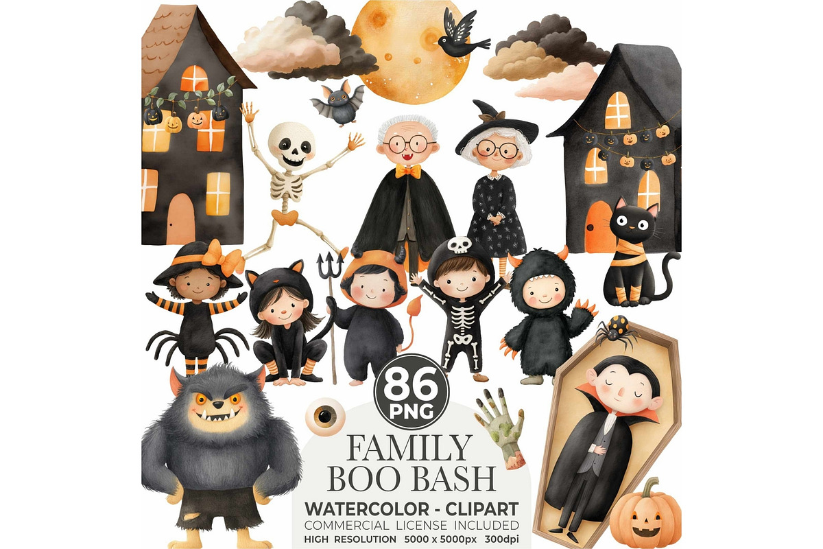 Cute Halloween Family Clipart, an Illustration by CharmClipart (Photo 1 of 8)