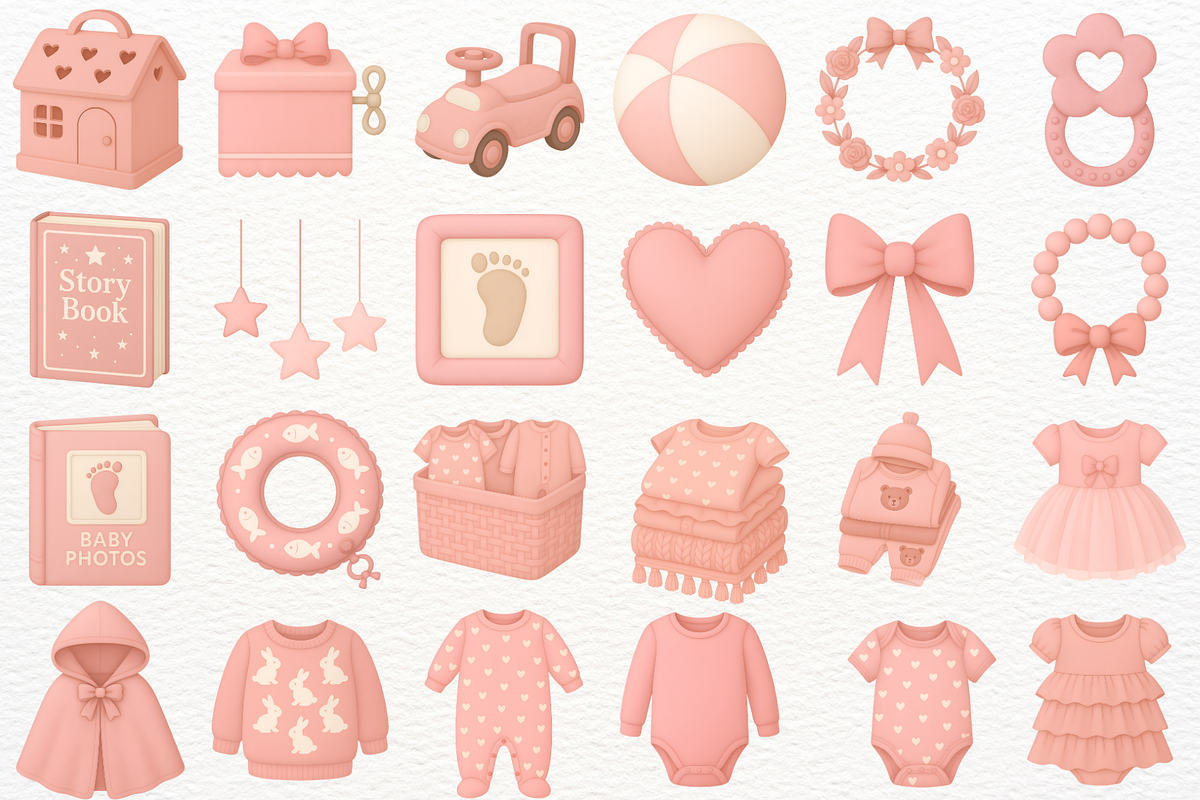 Newborn Baby Girl Nursery Clipart, an Object Illustration by SugarCloudStudioArt (Photo 7 of 7)