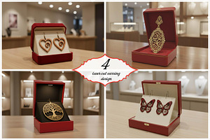 Romantic Wooden Laser Cut Earring, an Object Graphic by Designer_Momina