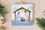 Watercolor Christmas Nativity Scene, an Illustration by NancyDzines (Thumbnail 4 of 4)