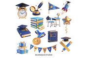 Graduation Clipart 50 PNG Bundle, an Education Illustration by Selenique Studio (Thumbnail 3 of 7)