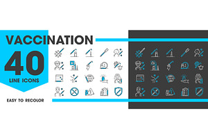Vaccination line icons, a Healthcare Illustration by Vector Tradition