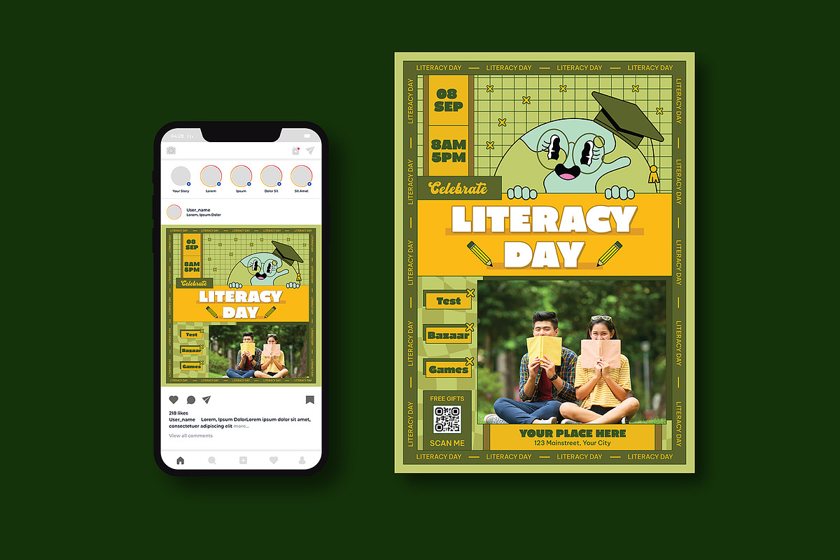 World Literacy Day Flyer, a Flyer Template by iDoodle Studio
