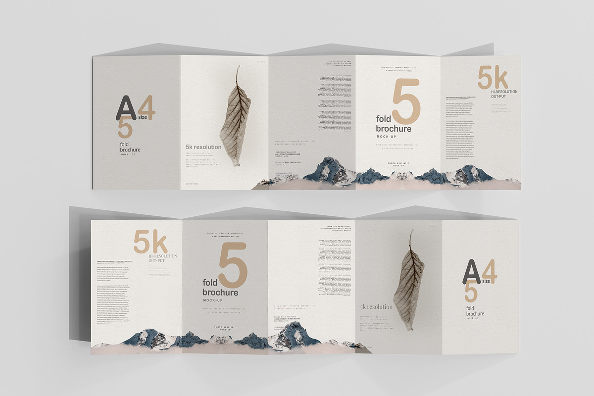 A4 Size Five Fold Brochure Mockup, a Print Template by pmvch (Photo 12 of 20)