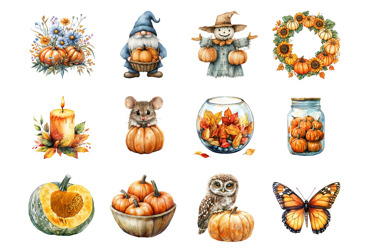 Pumpkin Season Clipart Png, an Illustration by SinaCreation (Photo 3 of 7)