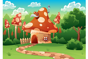 Fairytale house landscape. Cartoon, an Illustration by the8monkey