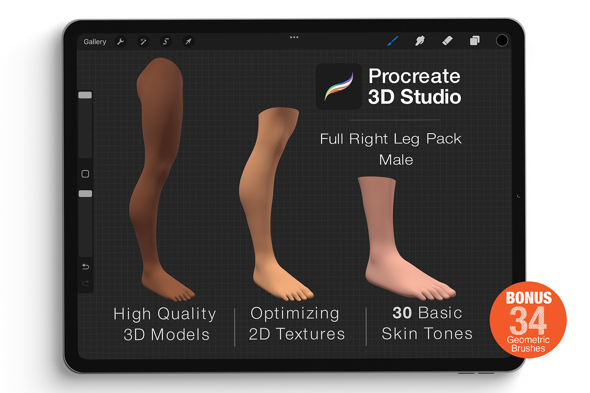 Procreate 3d Model - Right Leg male, a Characters & Person 3D Model by Procreate3dStudio (Photo 1 of 3)