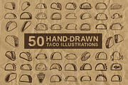 50 Hand-Drawn Taco Illustrations, a Food Illustration by Flavor Graphics (Thumbnail 1 of 3)
