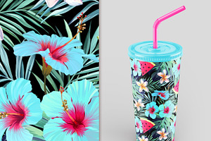 Summer Pattern. Tropical Flowers