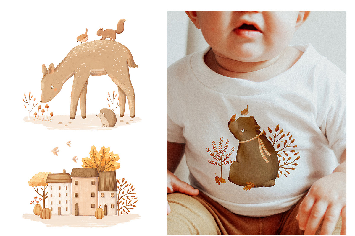 Cozy Autumn - baby clipart & pattern, a Decorative Illustration by polikarpovaart (Photo 7 of 17)