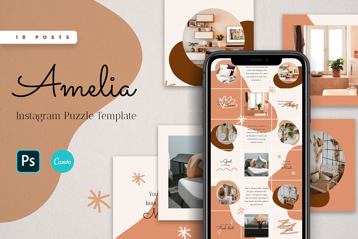 Amelia Instagram Puzzle | CANVA + PS, a Social Media Template by Slidesmash (Photo 1 of 7)