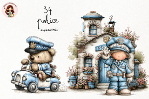 Whimsical Watercolor Police PNG, a Person Illustration by Nicolle's Colorful Art
