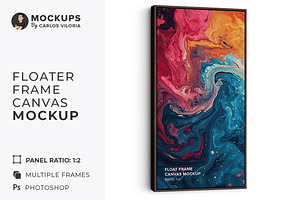 Floater Frame Canvas Mockup R-1x2, a Merchandise Mockup by Mockups by Carlos Viloria