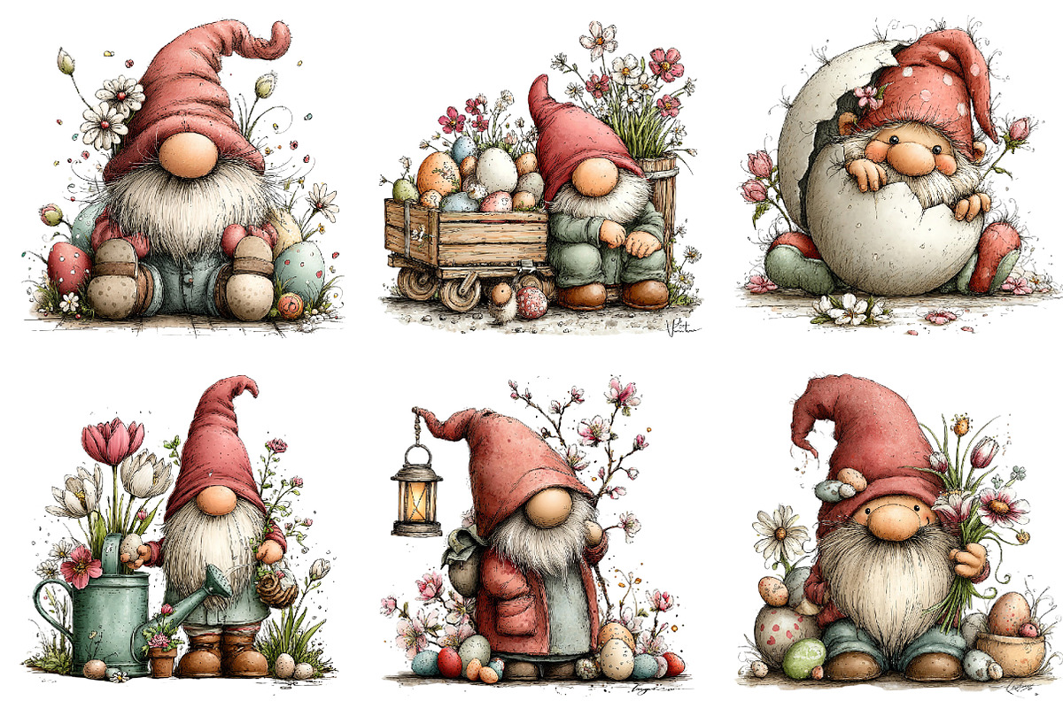 Whimsical Easter Gnome Clipart, an Illustration by Dream Creation (Photo 2 of 7)
