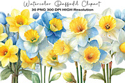 Watercolor Daffodil Clipart, an Illustration by Black Bird Studio (Thumbnail 1 of 5)