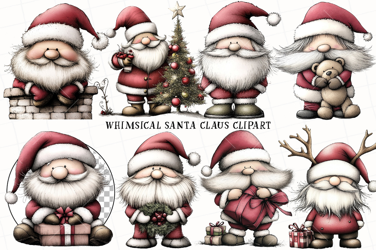 Whimsical Santa Claus Clipart, an Illustration by OK Design (Photo 2 of 6)