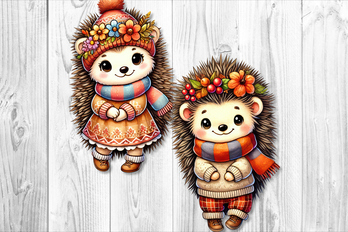 Cute Autumn Hedgehog Clipart Set, a Seasonal Illustration by V Design Creator (Photo 5 of 9)