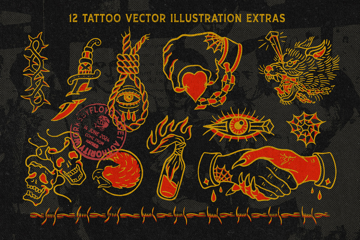 Mertens + Traditional Tattoo Extras, a Serif Font by goodsbyfloyd (Photo 7 of 12)