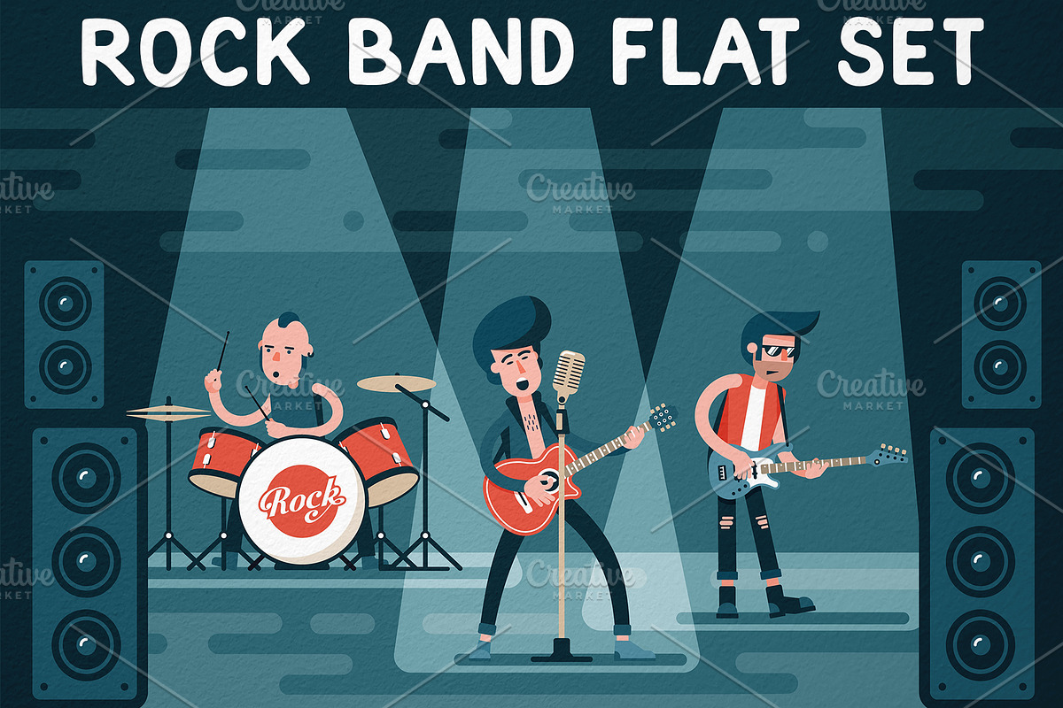 Rock Band Flat Set, an Object Illustration by Agor2012 shop