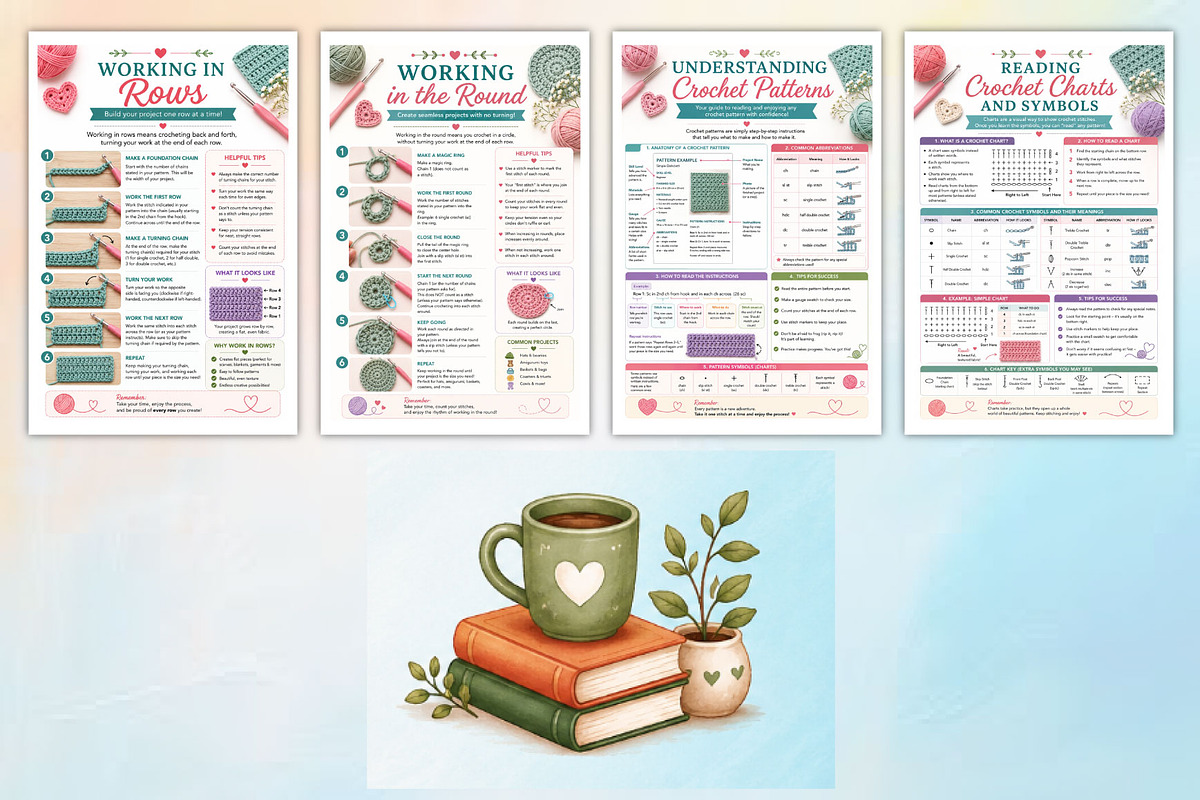Beginner’s Guide to Learning Crochet, a Stationery Template by Designmela01 (Photo 4 of 4)