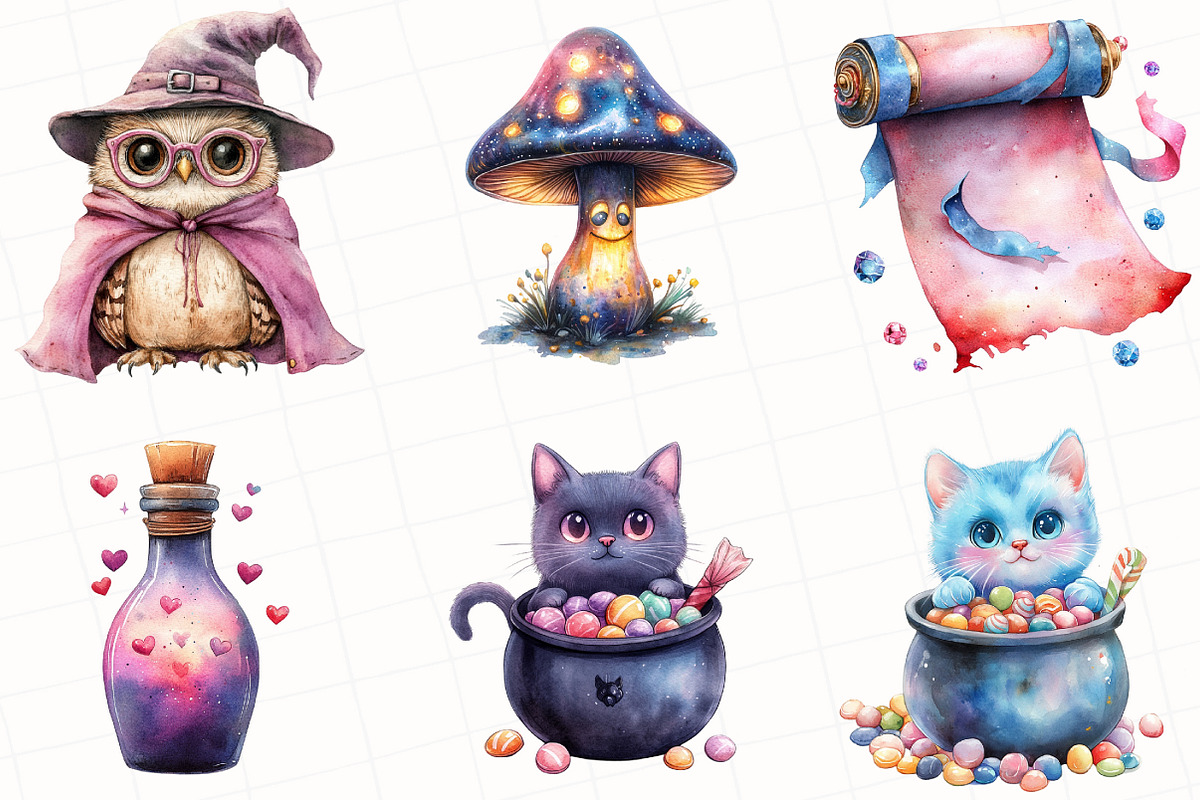 Pastel Witch Halloween Clipart, an Illustration by OK Design (Photo 2 of 5)