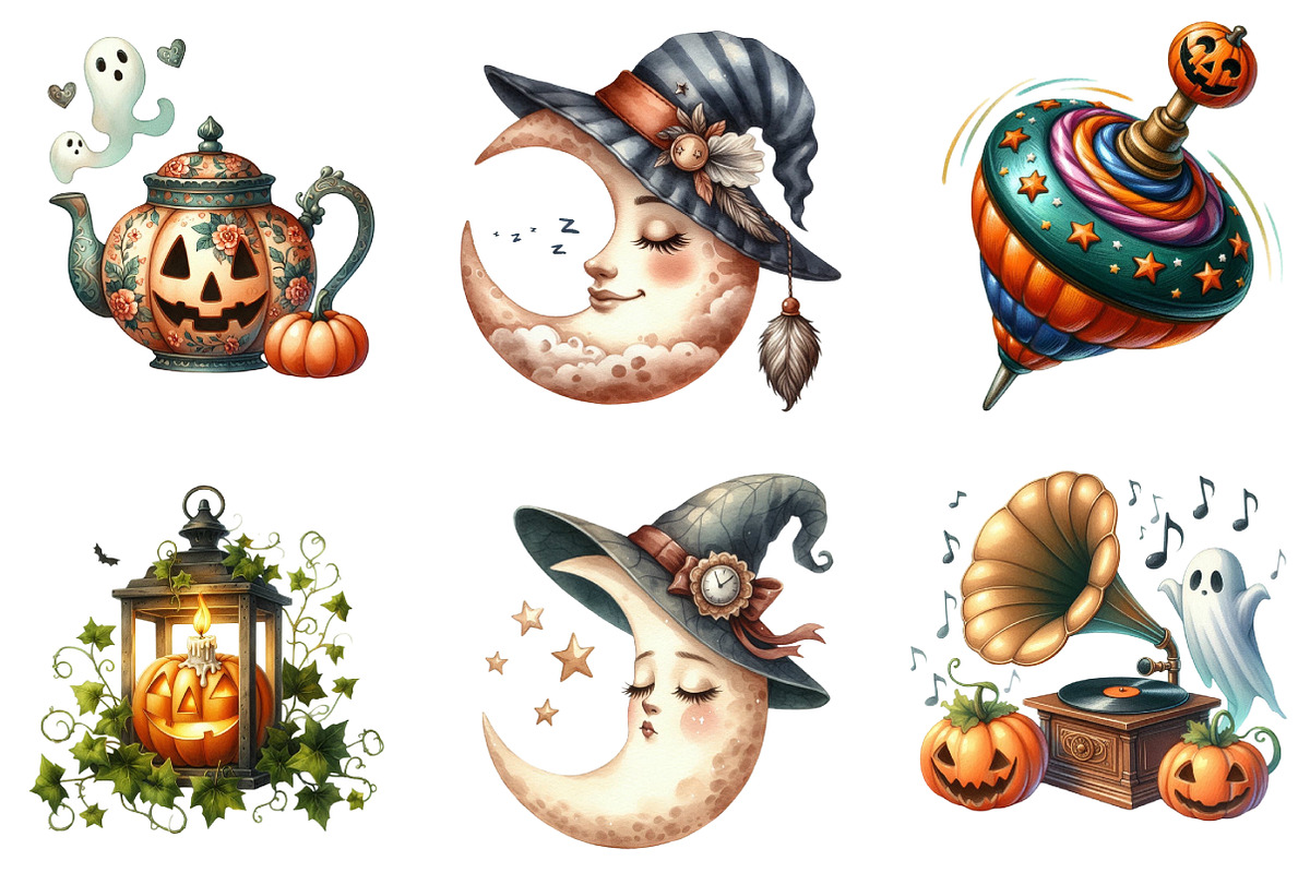 Cute Vintage Aesthetic Halloween Cli, an Illustration by DreamArtGraphic (Photo 3 of 6)