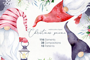 Christmas gnome watercolor clipart, a Decorative Illustration by Nebbia (Thumbnail 1 of 12)