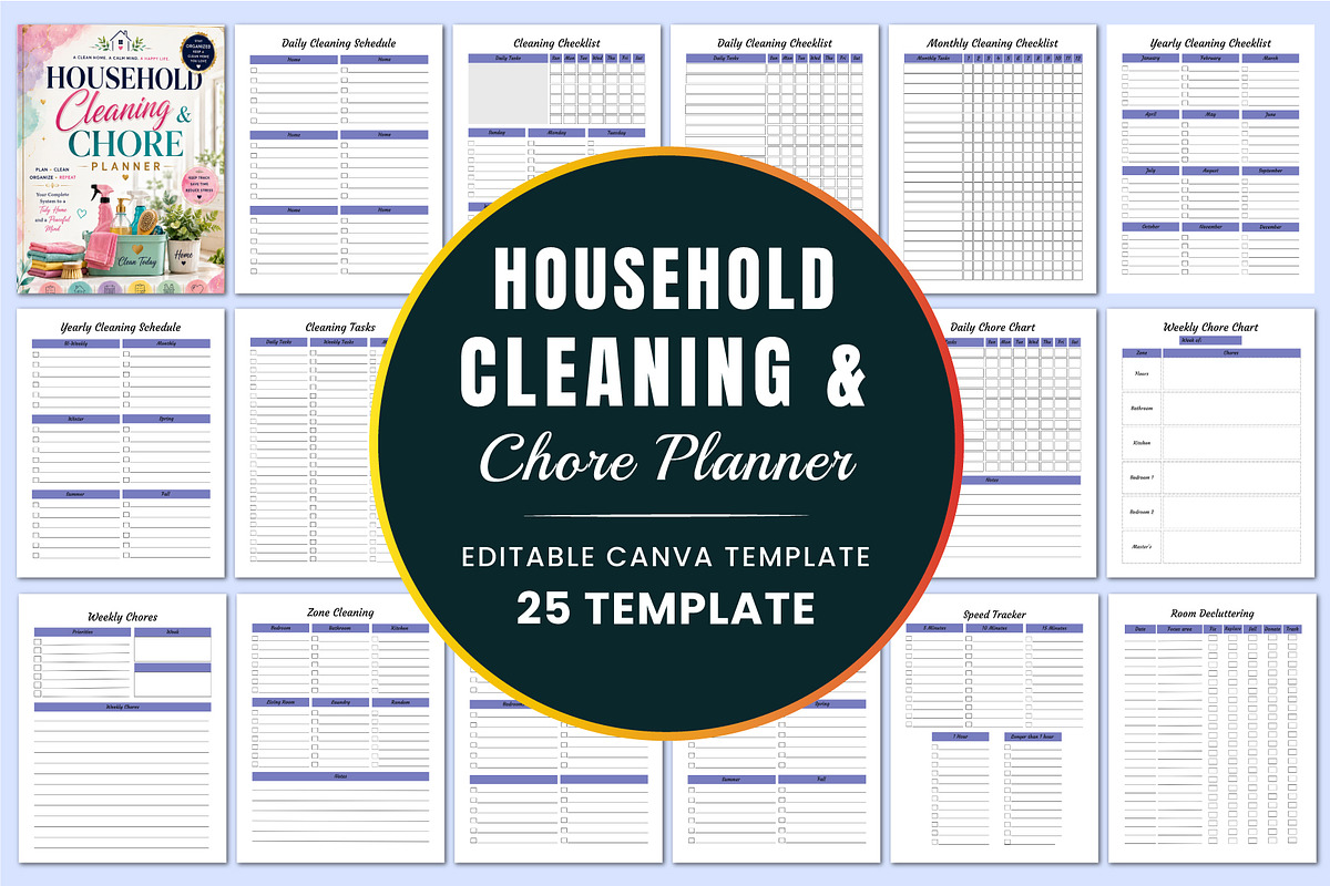 Household Cleaning & Chore Planner., a Stationery Template by Shumaya (Photo 1 of 4)