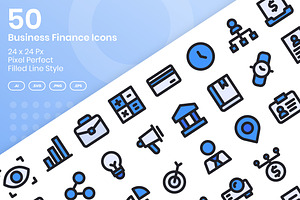 50 Business Finance - Filled Line, an Outline Icon by Kmg Design