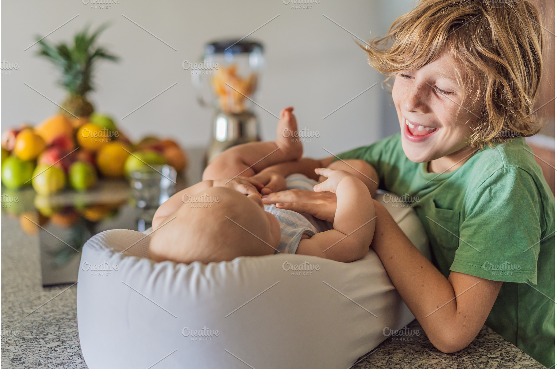 Older brother interacting with, a Person Photo by Elizaveta Galitskaya