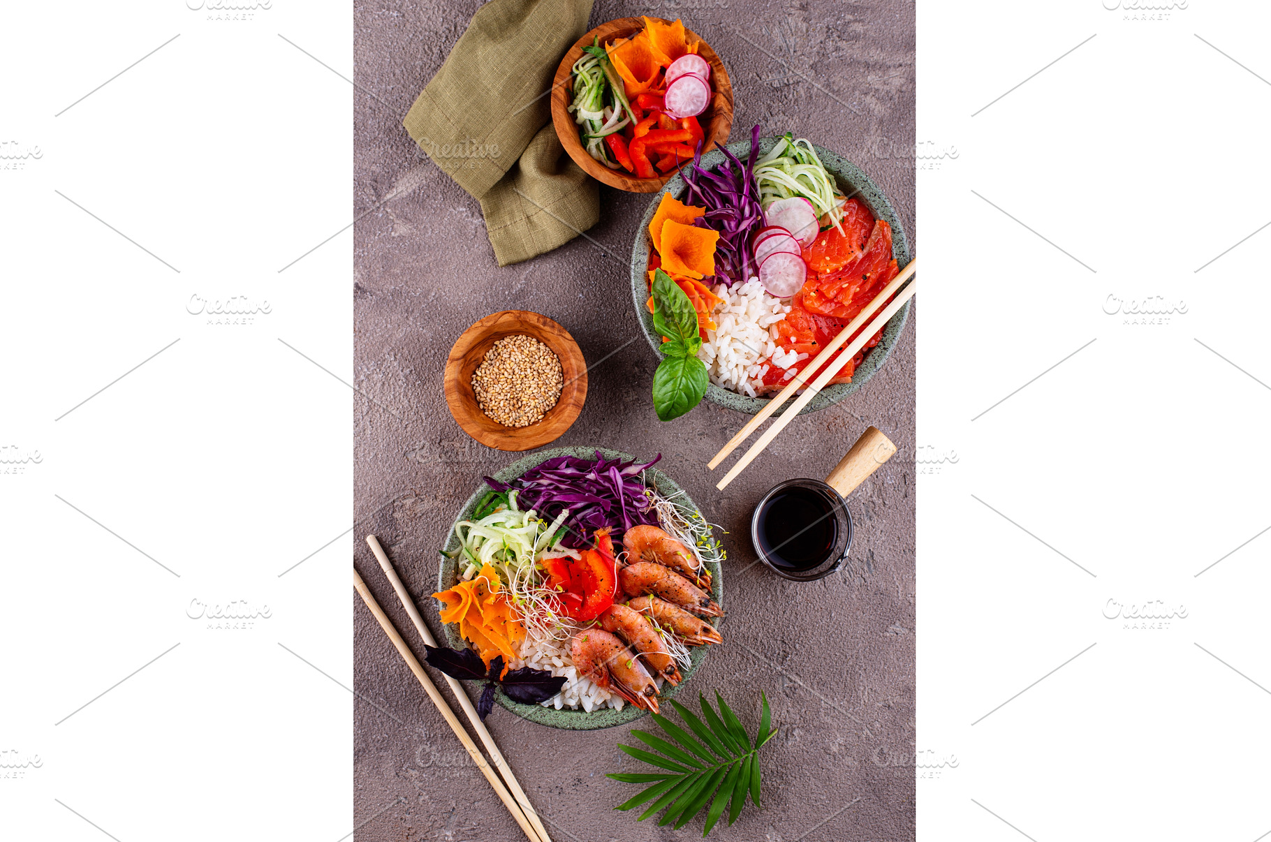 Hawaiian poke bowl with salmon and, a Food & Drink Photo by Yulia Furman