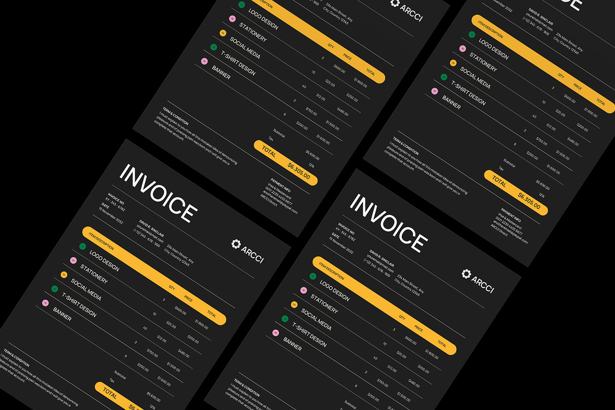 Black Modern Invoice, a Stationery Template by Neermana (Photo 4 of 4)