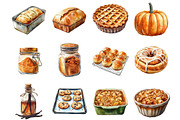Thanksgiving Baking Watercolor Clipa, an Illustration by DreamCafeArt (Thumbnail 2 of 5)