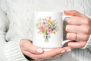 Embroidery Spring Flower Bouquet PNG, an Object Graphic by V Design Creator (Thumbnail 3 of 8)