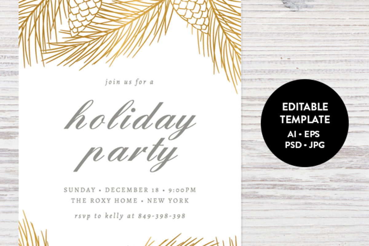 Holiday Party Invitation Template, an Invitation Template by Pixejoo (Photo 1 of 2)