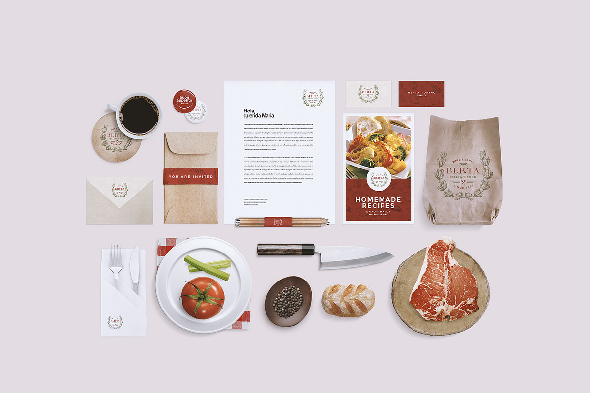 Restaurant/Food Identity Mockup, a Product Mockup by eamejia (Photo 1 of 4)