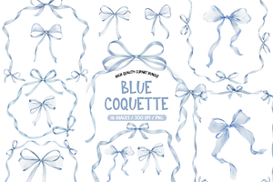Watercolor Blue Coquette Frames, an Illustration by TatiMockup