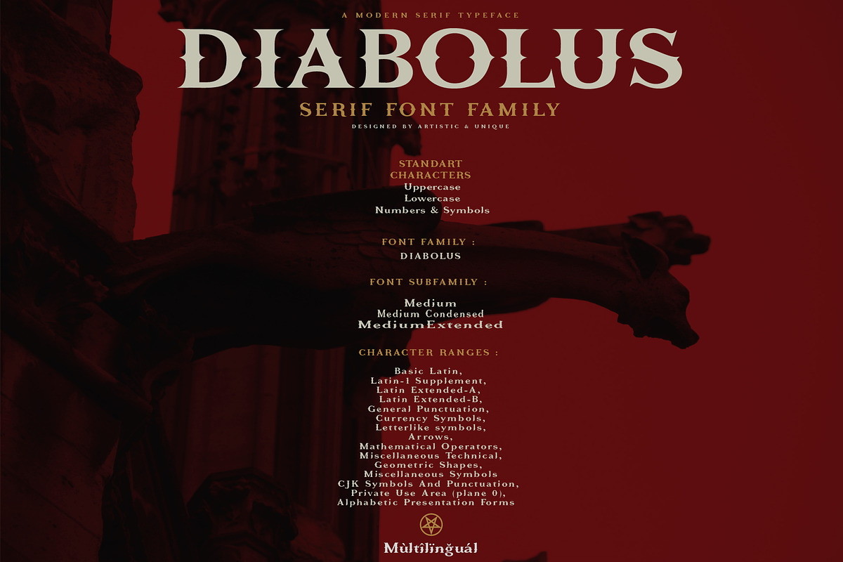 Diabolus - Serif Font Family, a Serif Font by Artistic & Unique (Photo 3 of 14)
