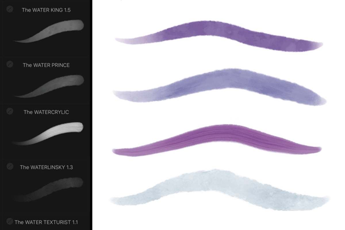 70+ Watercolor & Wet Paint Brushes, a Brush Add-On by Georg's Procreate Brushes (Photo 19 of 19)