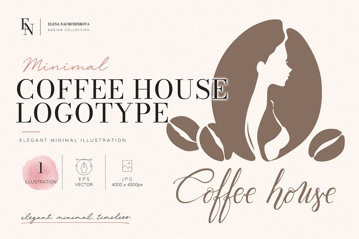 Coffee Bean Woman Logo Vector, a Branding & Logo Template by Elena Naumchenkova (Photo 1 of 3)