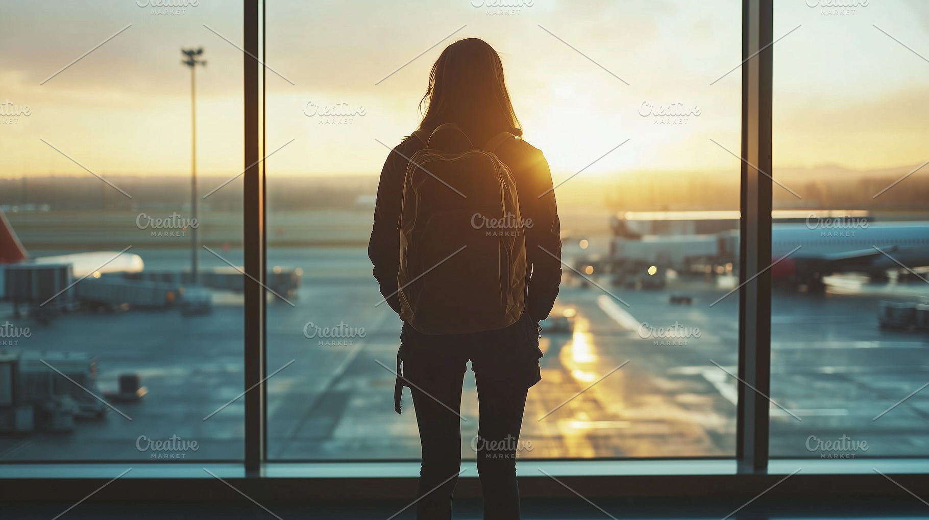 Woman standing at airport, a Transportation Photo by MistyDay