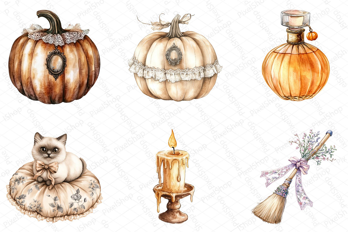 Sepia Coquette Halloween Clipart, an Illustration by DreamPrint404 (Photo 3 of 5)