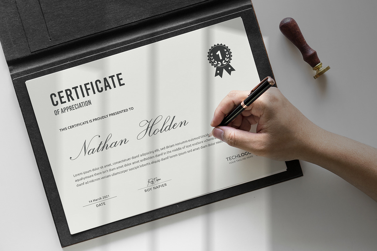 Clean Certificate Word, a Stationery Template by ResumeDevisers (Photo 5 of 6)