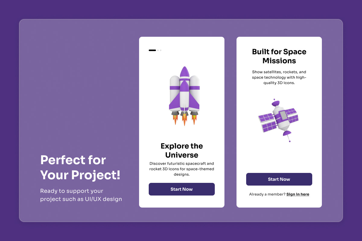 Rocket Launch & Spacecraft 3D Icons, a Technology Illustration by twinstd (Photo 4 of 6)