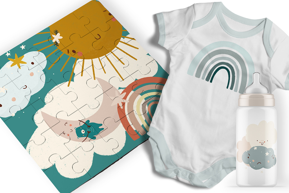 Moon and Stars Boho Nursery Clipart, an Illustration by Bridgett Stahlman Design (Photo 8 of 12)