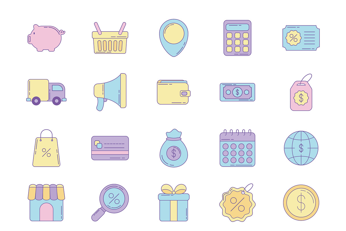 Sale Commerce Illustration Set