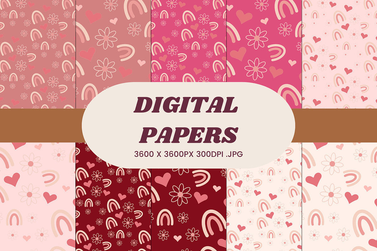 Valentines Boho Seamless Pattern, a Pattern Graphic by tchastudio (Photo 1 of 3)