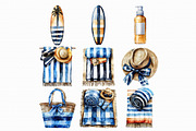 Watercolor Beach Clipart, an Illustration by Libby Wishes (Thumbnail 3 of 9)