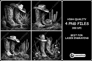 Cowboy Boots Hat Desert Plant Ranch