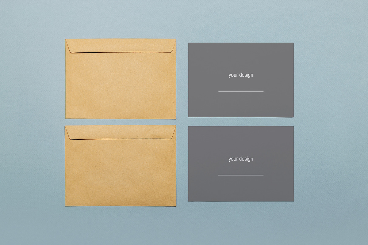 Two cards mockup with envelopes., a Print Template by mockups & photos (Photo 1 of 2)